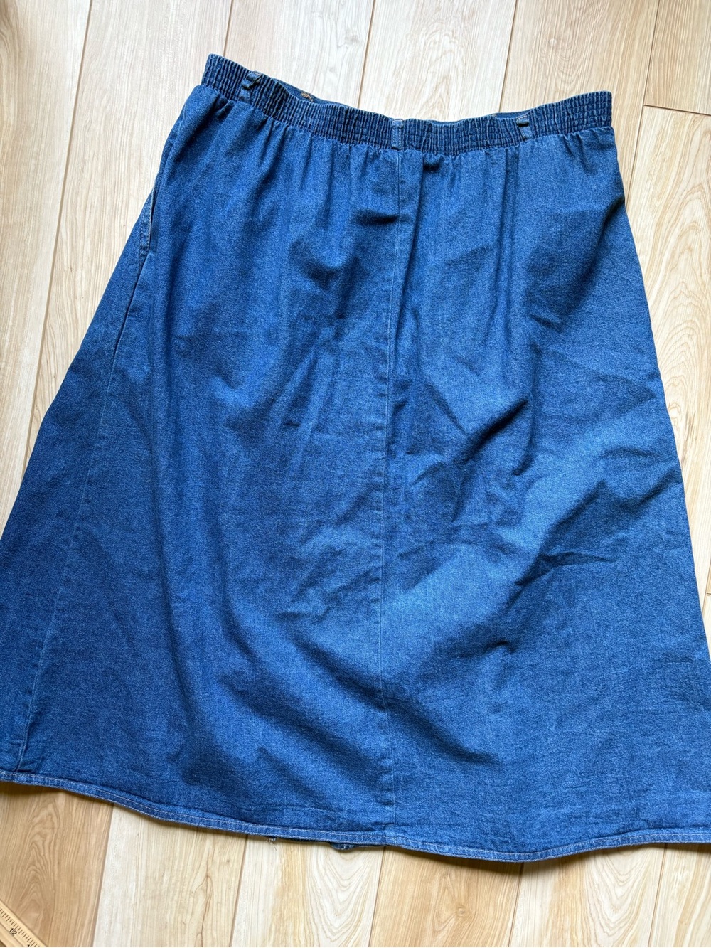 Vintage Button-Front Denim Midi Skirt Western Cottagecore Boho Butter Classic - Picture 4 of 6